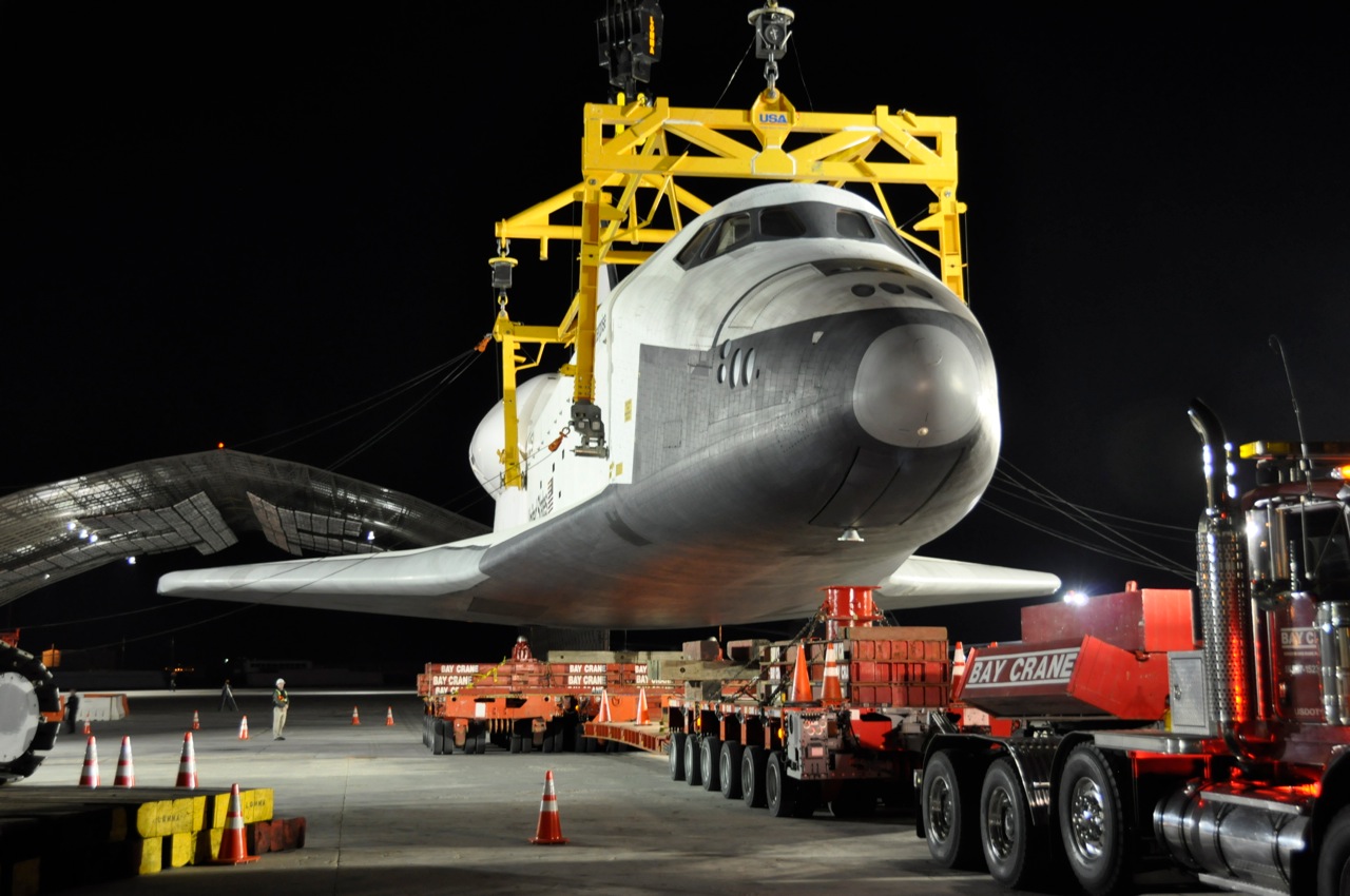 Space Shuttle Enterprise Hoisted Off Jumbo Jet in New York City